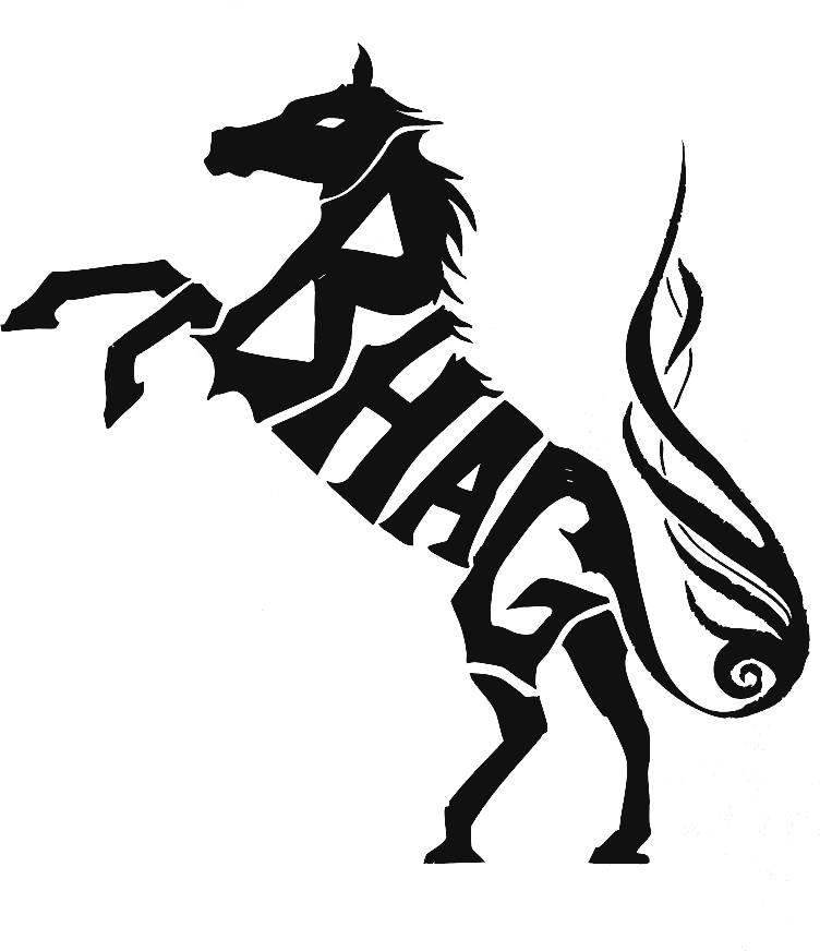 The BHAG rearing-horse logo